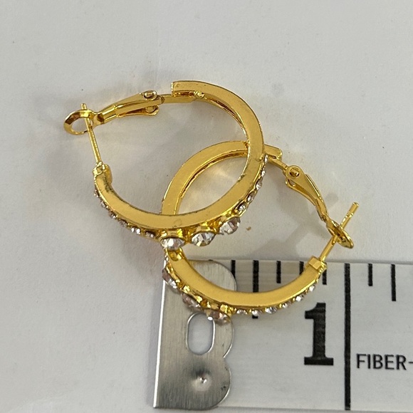 NEW gold hoop, dangle earrings with diamonds - Picture 4 of 4